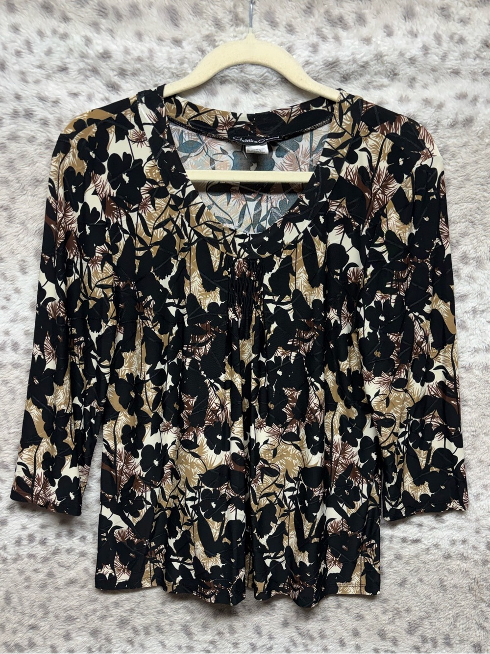 Y2K CHRISTINE GERARD STITCH ACCENT FLORAL TOP